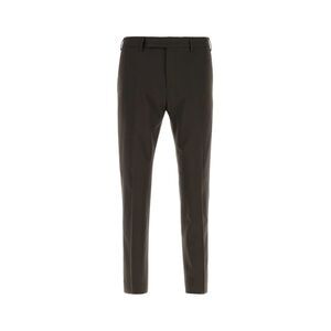 Pt Torino Men Dark Brown Stretch Wool Pant